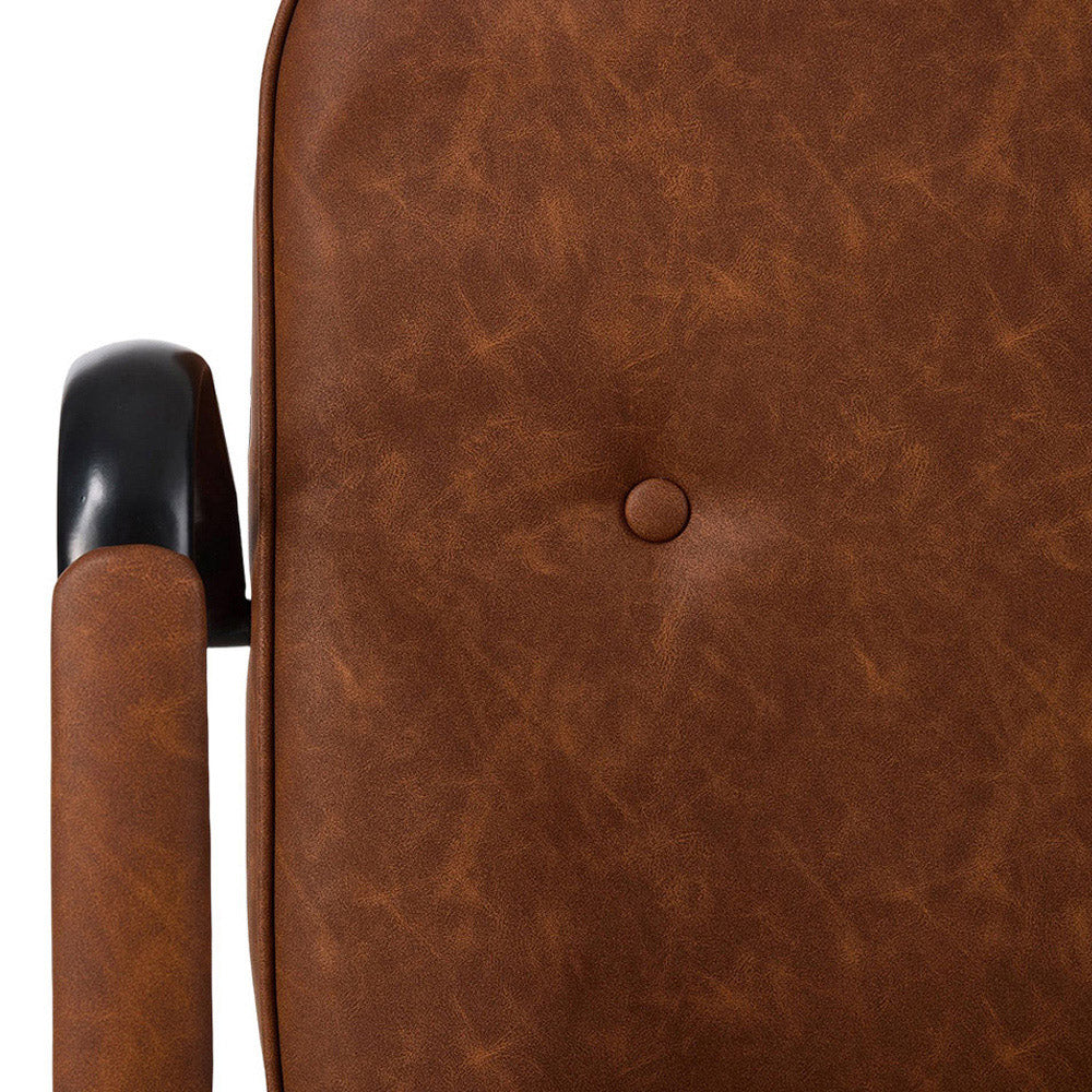 Brown PU Leather Swivel and Adjustable Retro Office Chair