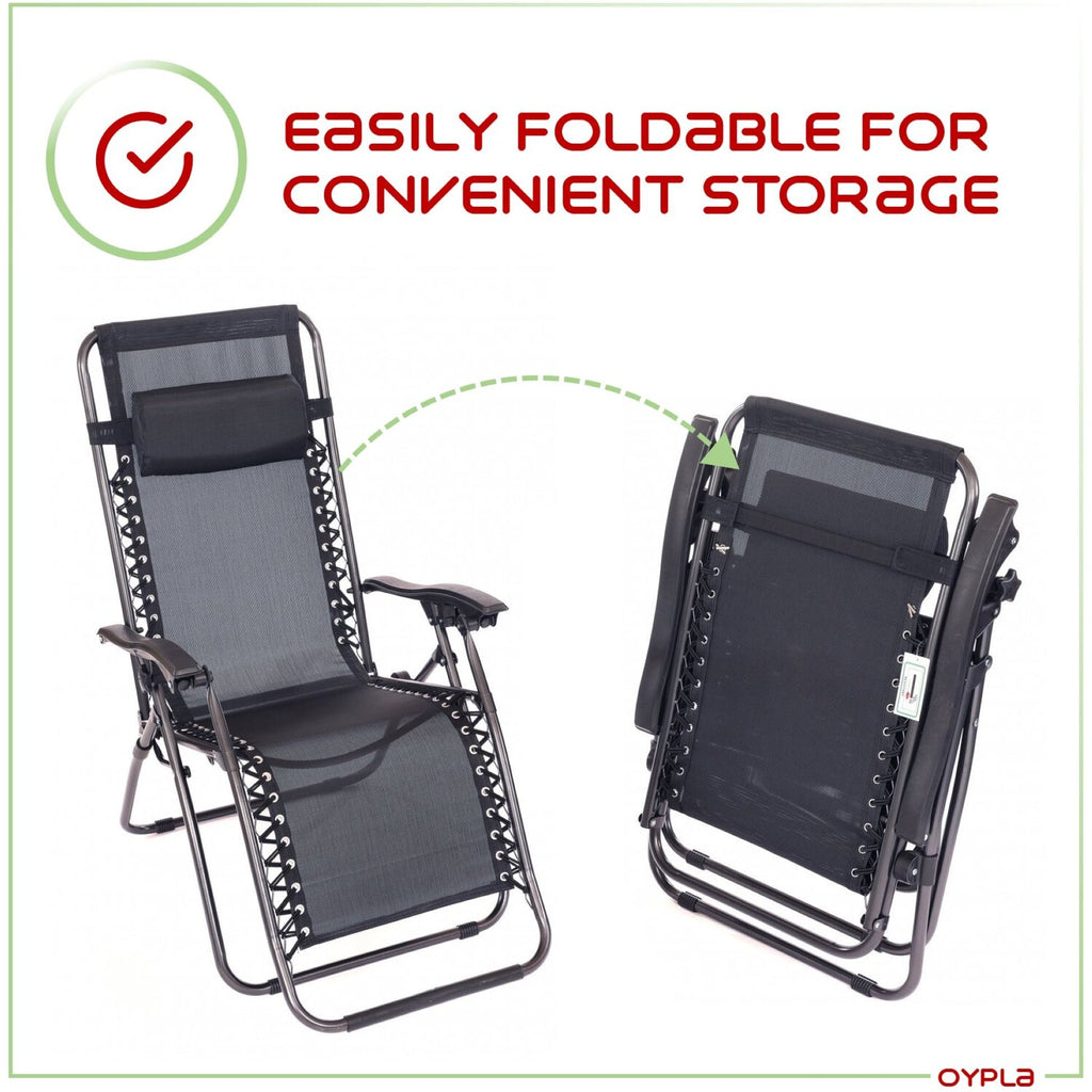 Folding Reclining Garden Deck Chair Sun Lounger Zero Gravity