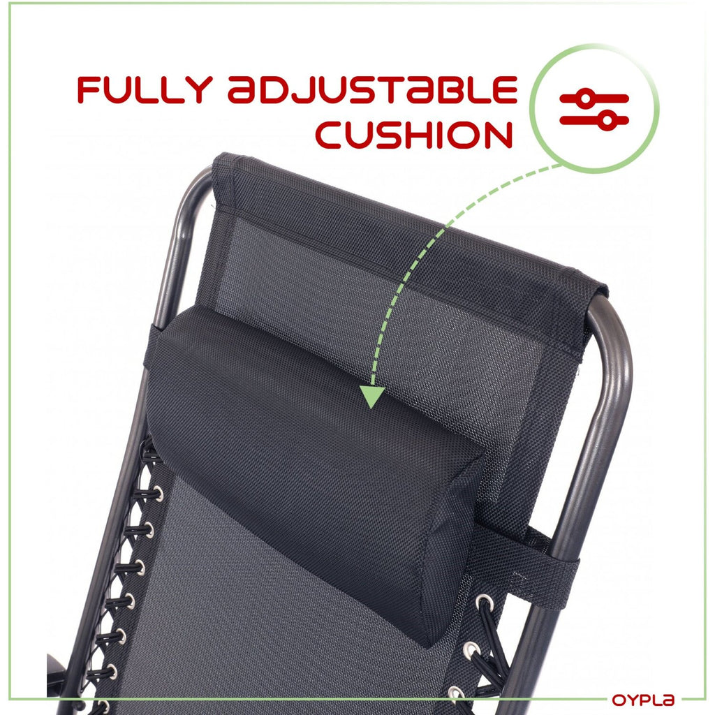 Folding Reclining Garden Deck Chair Sun Lounger Zero Gravity