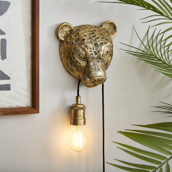 Kindra Leopard Exposed Bulb Plug In Wall Light