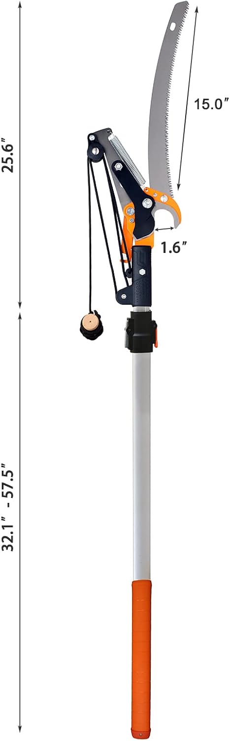 GARCARE Telescopic Tree Pruner & Lopper 2 in 1, Pole Saws for Tree Trimming | 35mm Cutting Capacity, 1.4-2.1m Extension Pole, Lightweight Long Reach Saw for Branches, Carbon Steel Blade