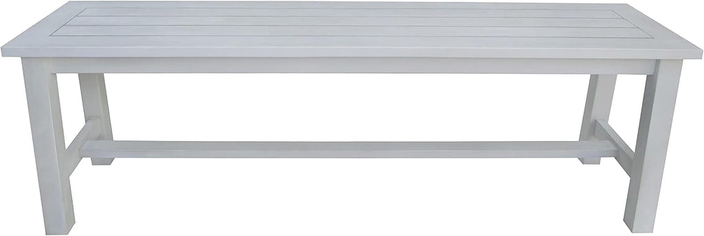 Acacia Wooden Bench Dining Set, White, Large