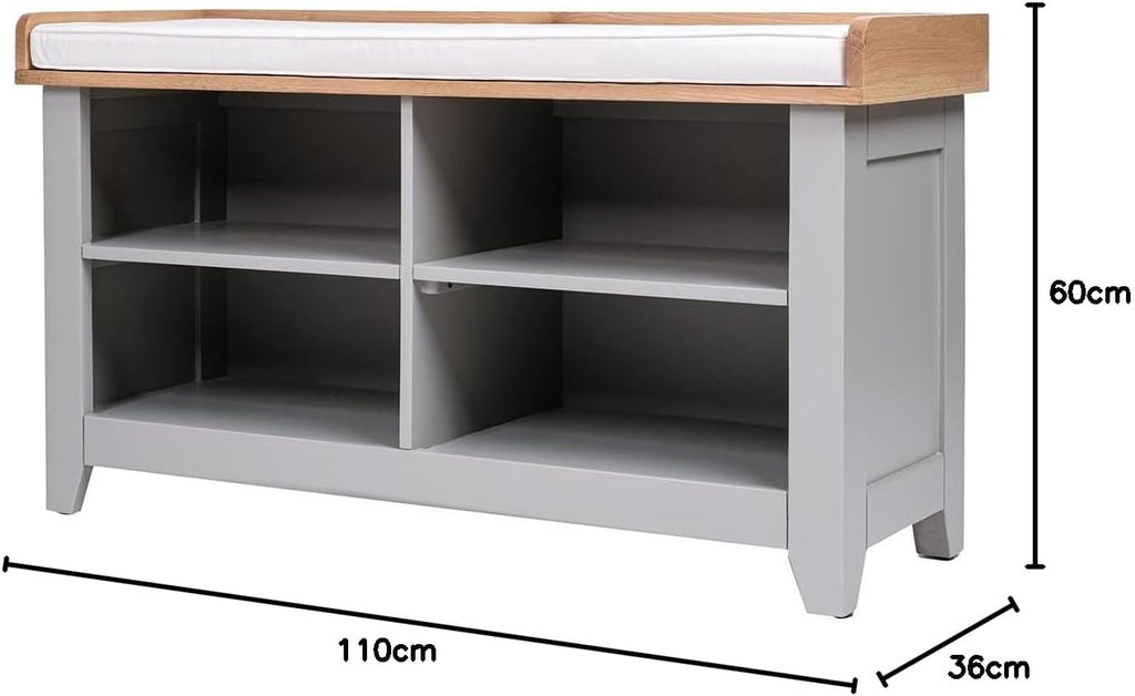 Charnwood Hallway Bench with Open Shoe Tidy Free Standing Grey 20kg