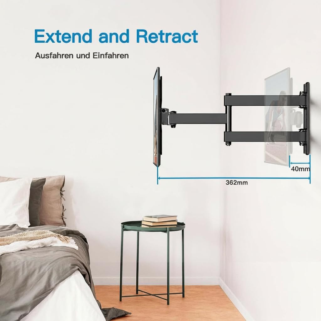 PERLESMITH TV Wall Bracket 13–42" 20kg Weight Capacity Max VESA 200x200mm, Solid and Sturdy TV Mount with Swivel Tilt Level Tool and Cable Ties  PSSFK1