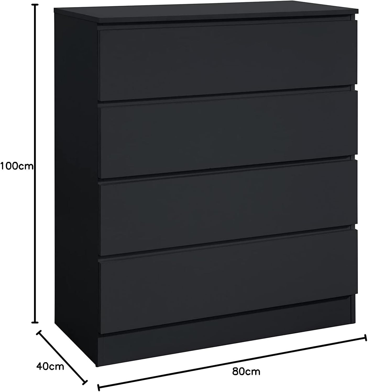 Oslo 4 Drawer Black Chest of Drawers