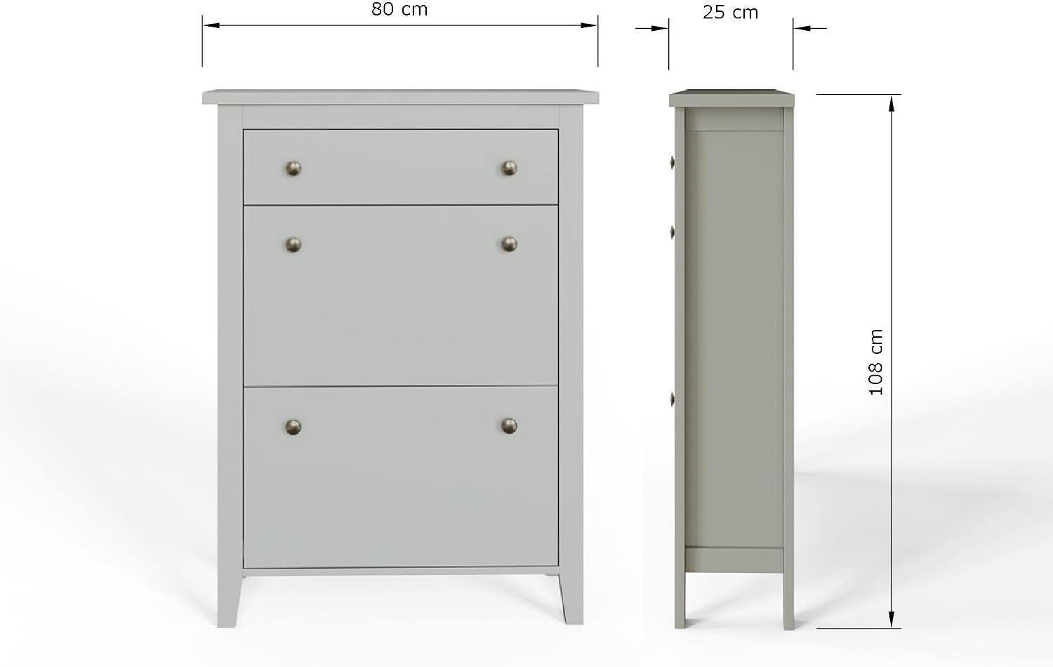 GFW Deluxe Two Tier Shoe Cabinet, Slim Storage Unit for up to 12 Pairs of Shoes, Stylish Hallway Organiser, Modern Design for Entryway, Living Room or Hallway Grey