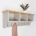Floating Storage Shelf With Metal Hooks and Three Storage Cubbies 15.5 kg Grey