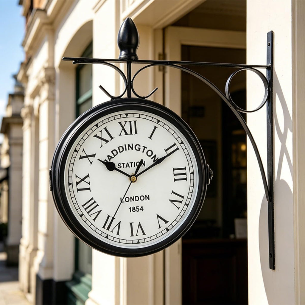 Double Sided Paddington Station Outdoor Garden Wall Clock