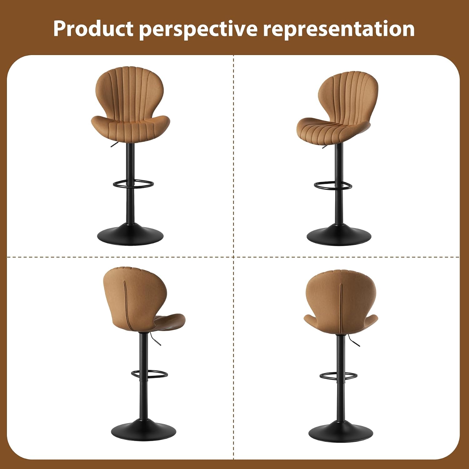 Hawthyhome Bar Stools Set of 2 Backrest Kitchen Bar stools Brown