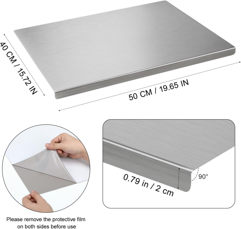 Luxshiny Cutting Boards - 304 Stainless Steel Cutting Chopping Boards Kitchen Worktop Protector Saver for Kneading Rolling Bread Dough Meat Vegetables(40cm*50cm)