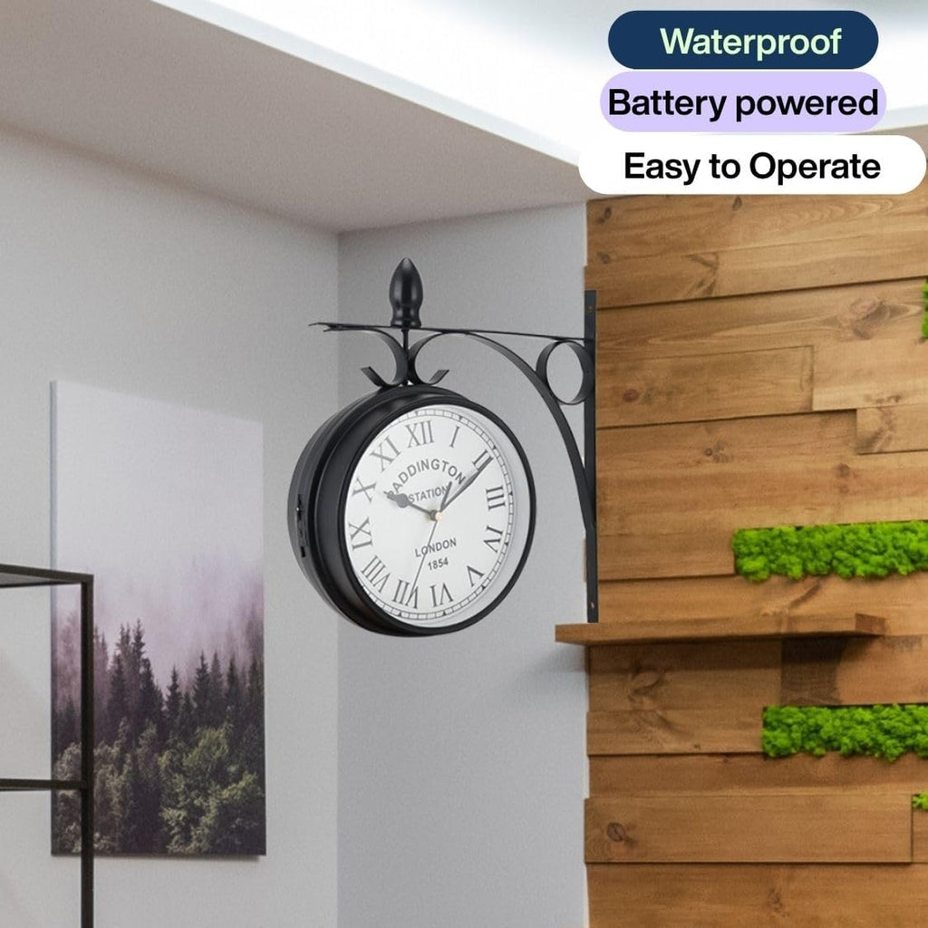 Double Sided Paddington Station Outdoor Garden Wall Clock