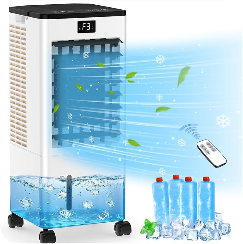 Mobile Air Conditioners, 60W Evaporative Air Cooler, LED Display 10M/S 3 Modes 8L