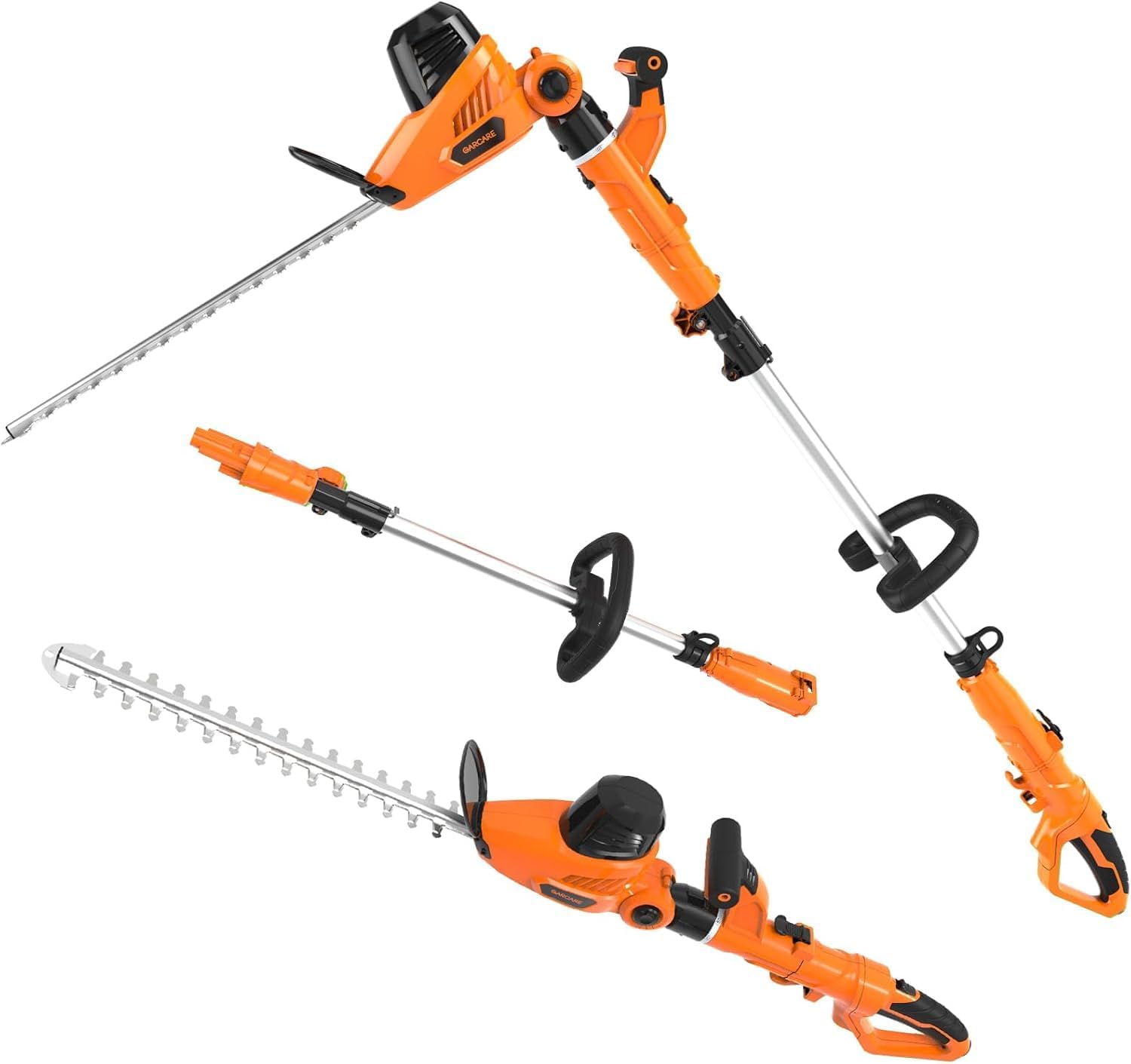 GARCARE 2-in-1 Electric Hedge Trimmer & Pole Pruner 4.8A 20" Laser Blade