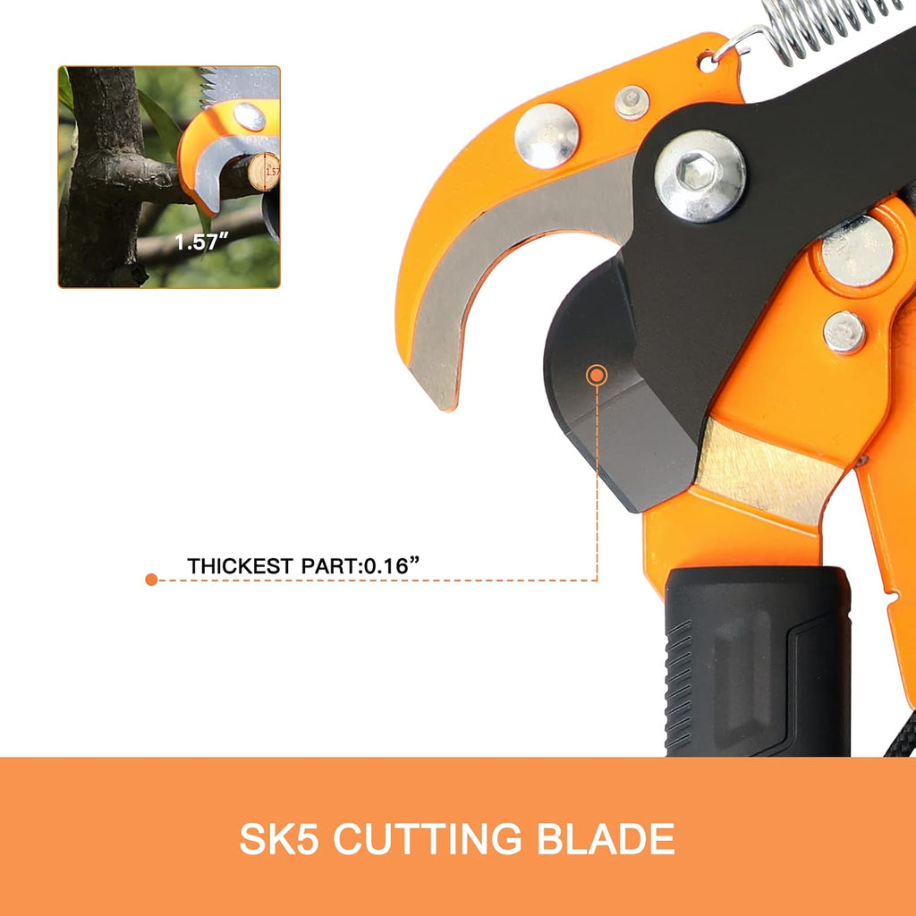 GARCARE Telescopic Tree Pruner & Lopper 2 in 1, Pole Saws for Tree Trimming | 35mm Cutting Capacity, 1.4-2.1m Extension Pole, Lightweight Long Reach Saw for Branches, Carbon Steel Blade