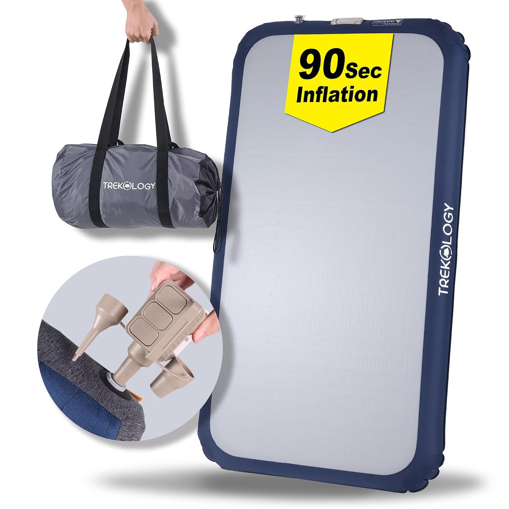 TREKOLOGY Air Mattress with Rapid DC Pump – Durable, Leak-Proof Airbed for Home & Outdoor Use – Compact, Portable, Inflates in 1.5 Minutes – Comfort for Camping, Travel & Guest