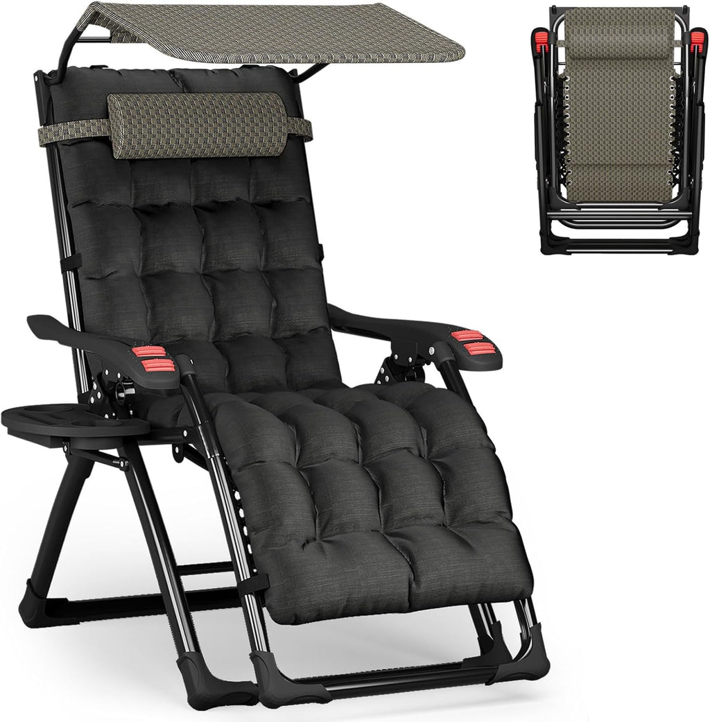 ATORPOK SHOP Zero Gravity Chair with Canopy Shade, Patio Folding Lounge Recliners, Anti Grav