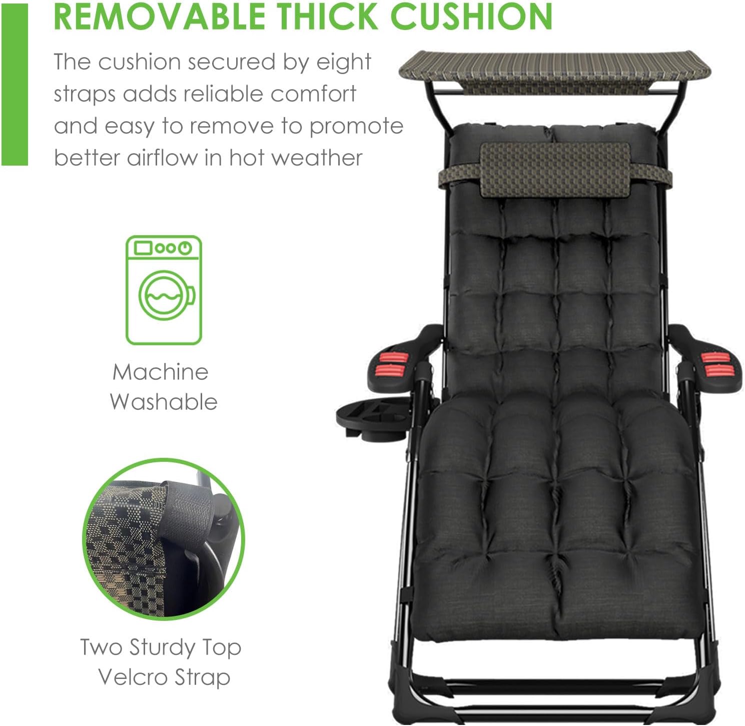 ATORPOK SHOP Zero Gravity Chair with Canopy Shade, Patio Folding Lounge Recliners, Anti Grav