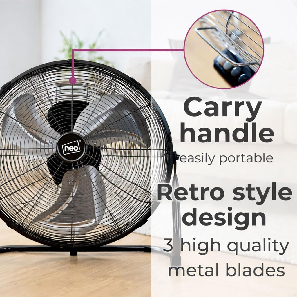 Neo High Velocity Black Metal Floor Freestanding Fan - 20 inch