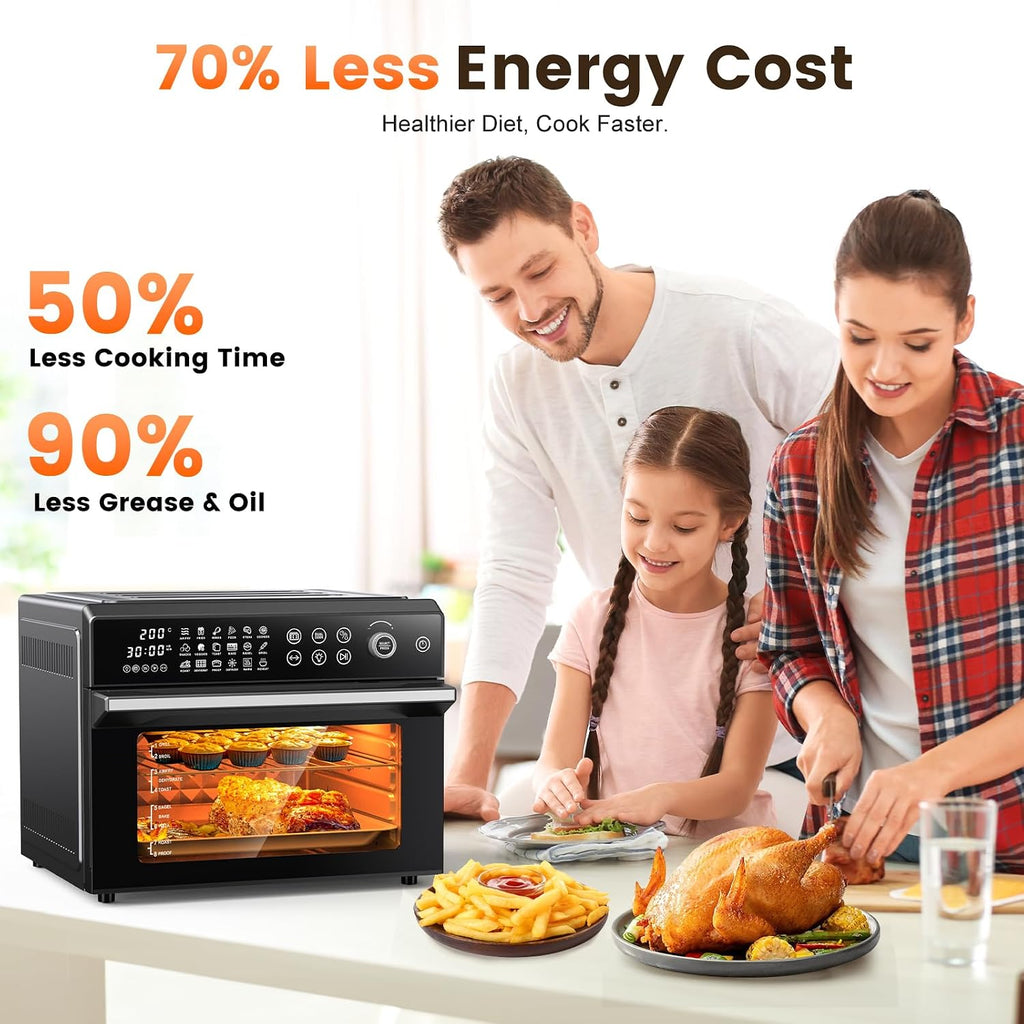 30L Air Fryer Oven, 18 in 1 Presets Dual-Cook Function Air Fryer, 360°Hot Air Circulation Technology/Digital Knob/LED Touch Panel/Timer & Temperature Control, Oil-Less Cooking, 7 Accessories, 1800W