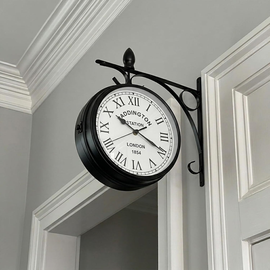 Double Sided Paddington Station Outdoor Garden Wall Clock