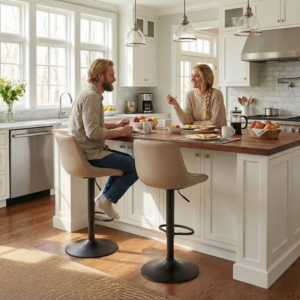YOUNIKE Bar Stools Set of 2, Swivel Barstools with Back