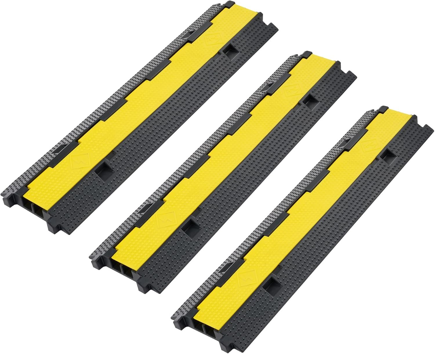 CREWORKS Floor Cable Protector Ramp 3 Pack Heavy Duty 2 Channel Cable Cover