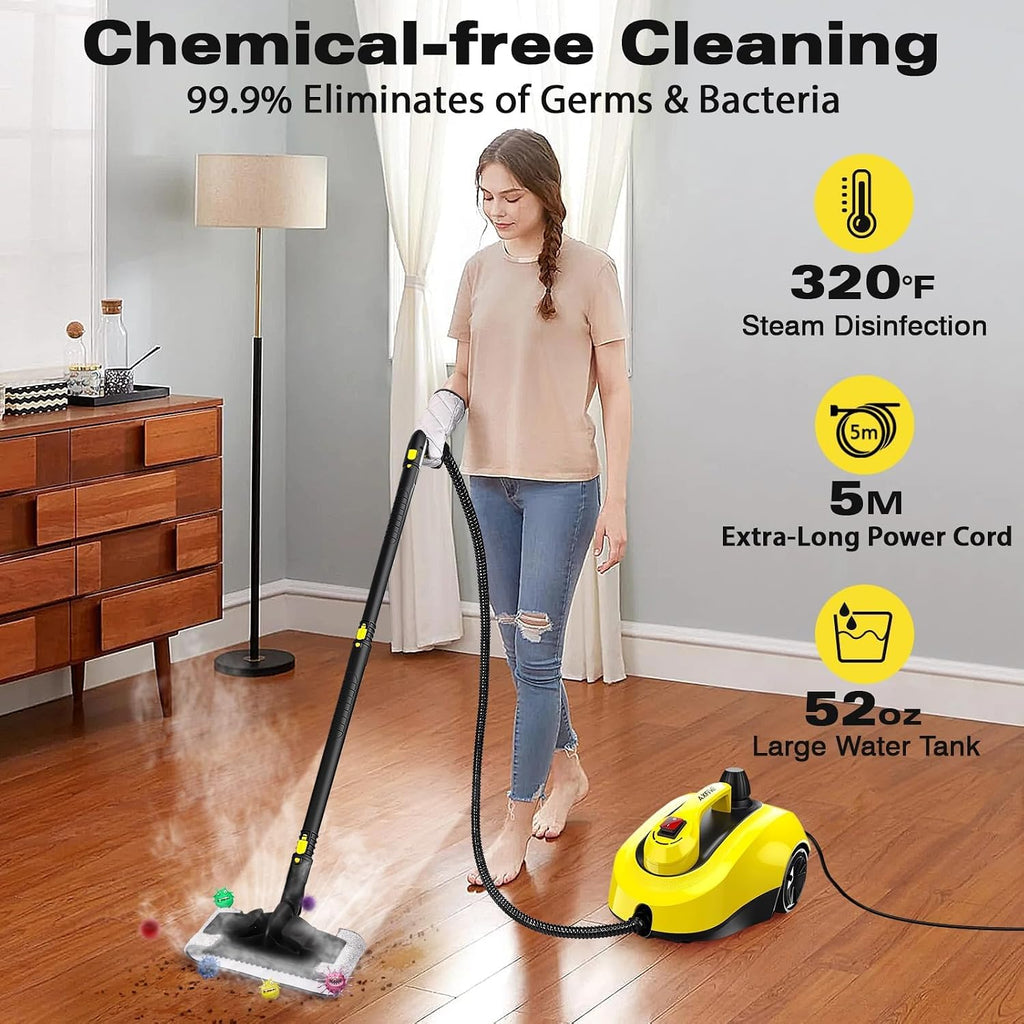 Steam Cleaner, Steamer for Cleaning with 26 Accessories, Steam Cleaner for Home with 5M Extra-Long Power Cord for Home Floor Cleaning, Tile Detailing, Grout, Upholstery