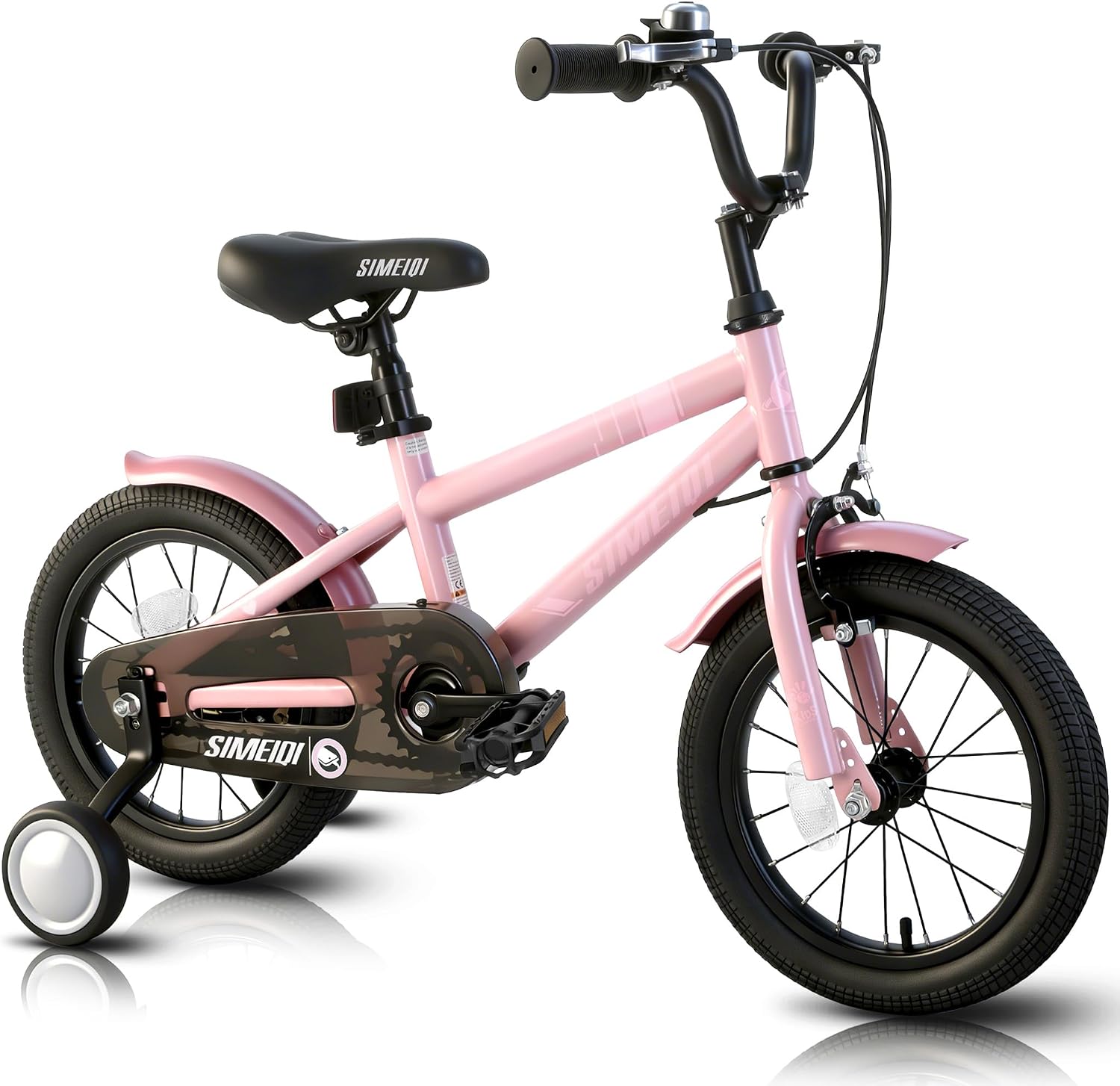 SIMEIQI 14 16 18 Inch Kids Bike for 3-9 Years Boys and Girls with Stabilisers & Kickstand