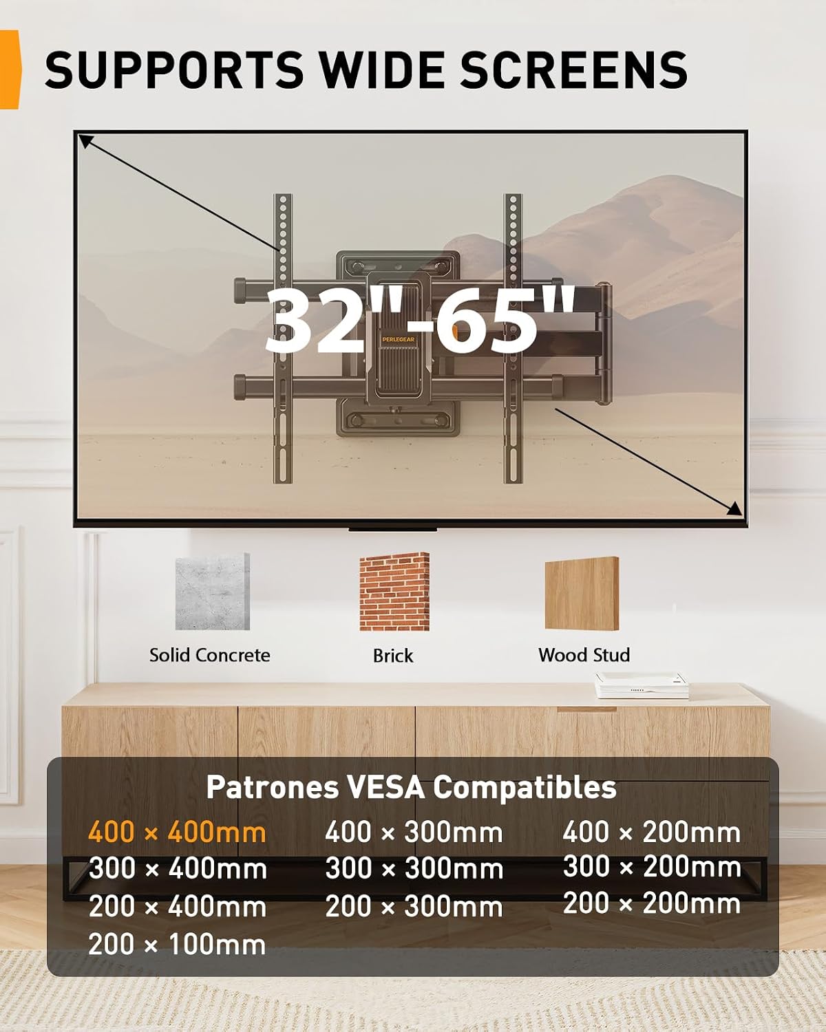Perlegear Long Reach 700mm Full Motion TV Wall Bracket for 32–65 inch TVs