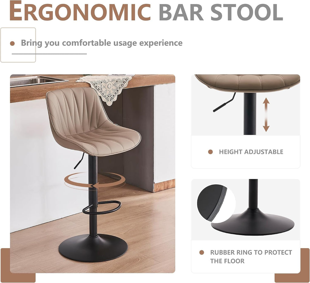 YOUNIKE Bar Stools Set of 2, Swivel Barstools with Back