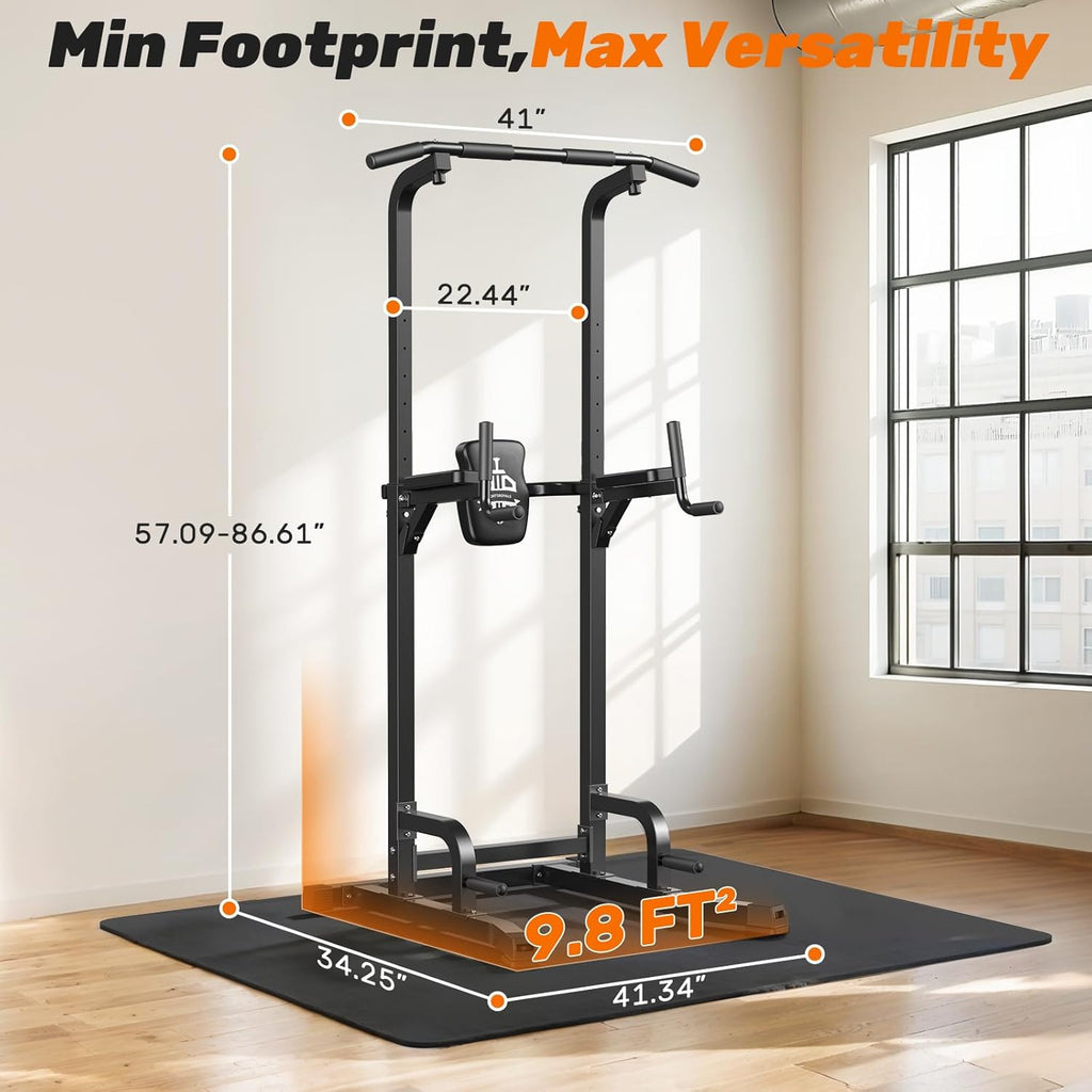 Sportsroyals Power Tower Pull Up Bar Station, 450LBS Stable Pull Up Dip Station for Home Gym Strength Training Equipment