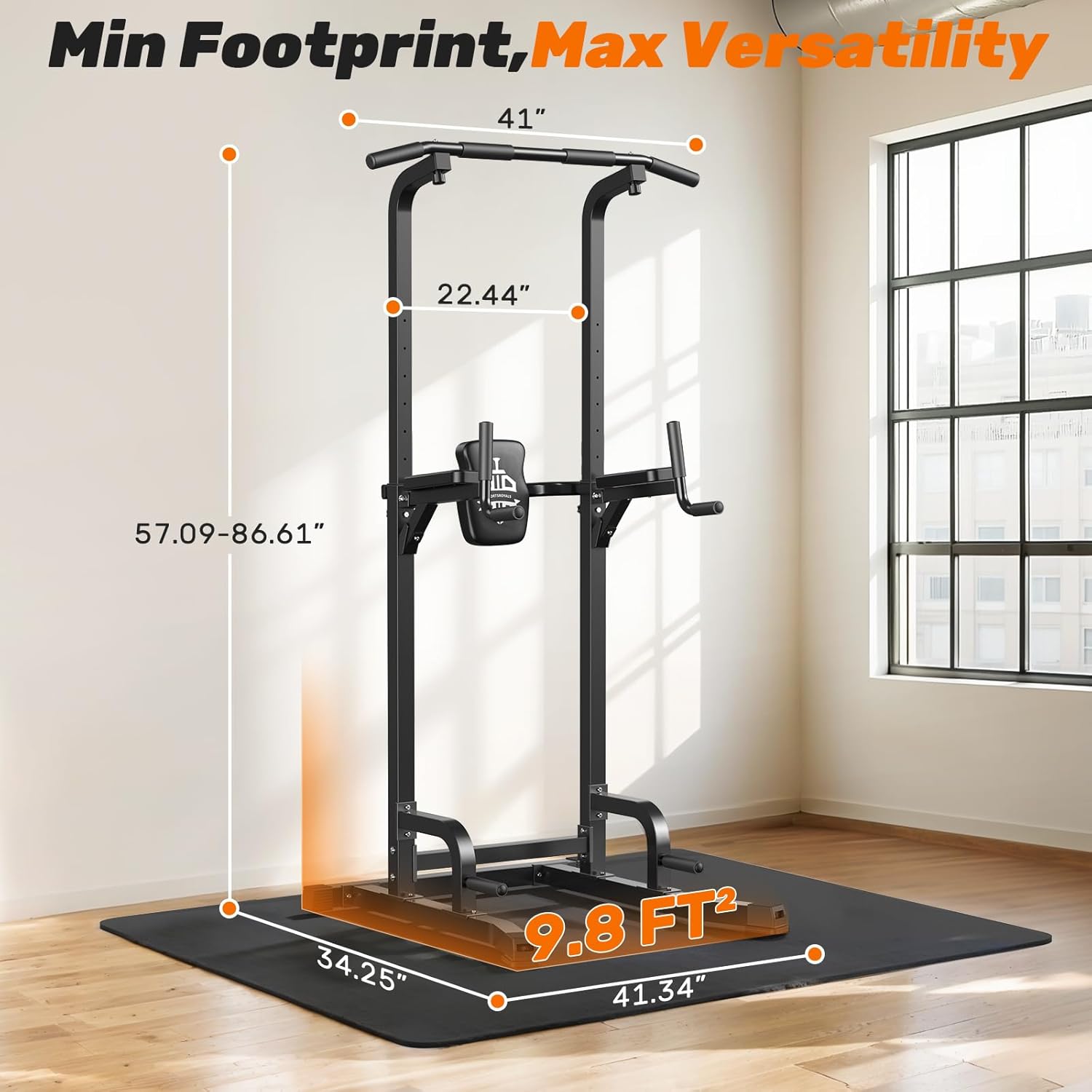 Sportsroyals Power Tower Pull Up Bar Station, 450LBS Stable Pull Up Dip Station for Home Gym Strength Training Equipment