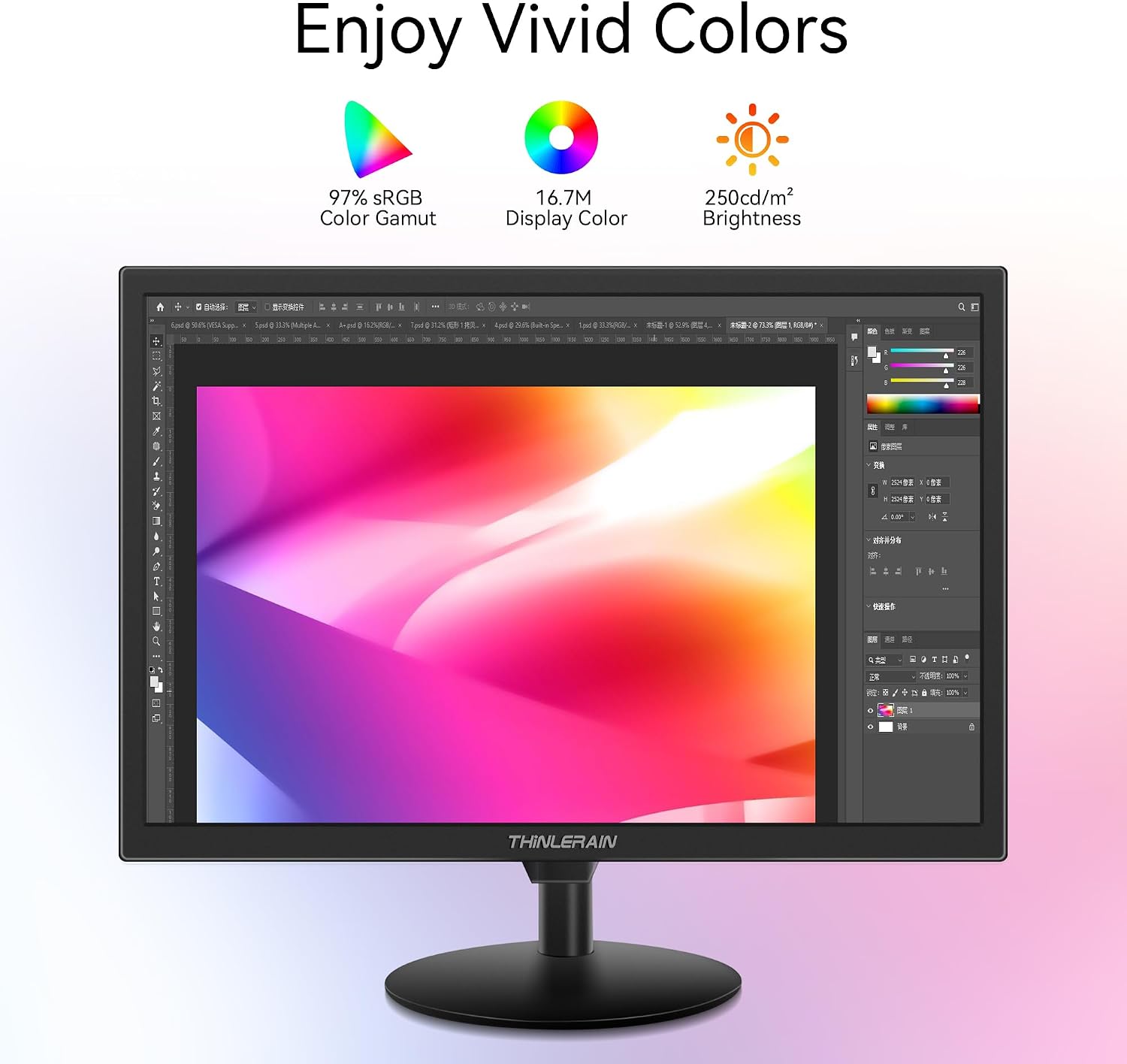 19 Inch PC Monitor 1440x900 LED Display Computer Monitor with VGA/HDMI/AV/BNC/USB, Build in Speaker, 5Ms Response Time, 60 Hz Refresh Rate, VESA, Black