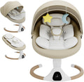 Electric Baby Swing Chair from Birth, 0–6 Months, max 9kg，Portable Newborn Baby Bouncer with Bluetooth, Rocking Rocker Chair 5 Swing Speed, 3 Angle Position, Remote Control & Touch Panel Beige