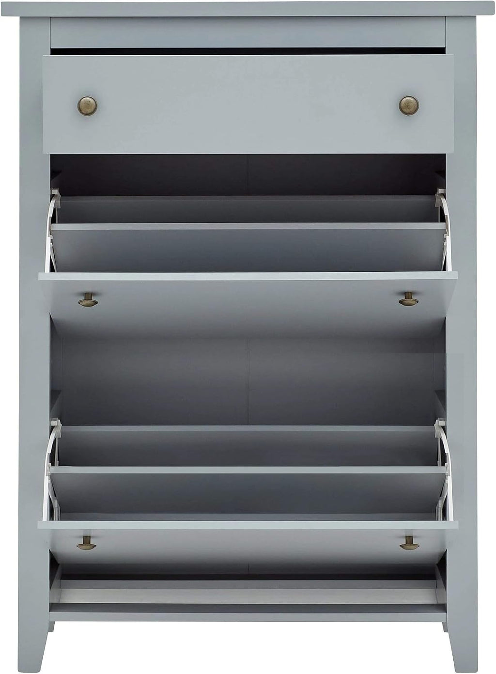 GFW Deluxe Two Tier Shoe Cabinet, Slim Storage Unit for up to 12 Pairs of Shoes, Stylish Hallway Organiser, Modern Design for Entryway, Living Room or Hallway Grey