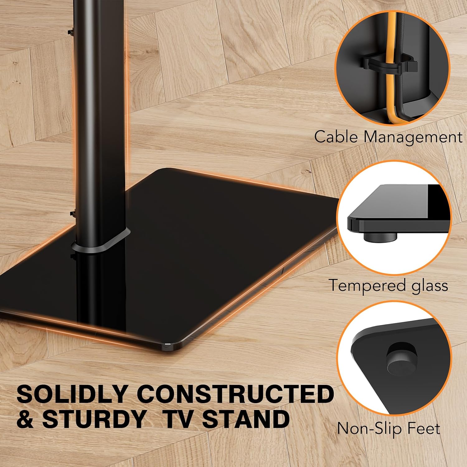 Universal Floor TV Stand with Swivel Mount for 19 to 43 inch LED LCD TV, Black HT1001BP