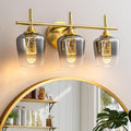 WILON Bathroom Wall Light Fixtures Over Mirror, 3-Light Bathroom lamp Wall with Grey Gradient Lampshade, Wall Lights with LED Acrylic Bubble Light Column, Wall Scones for Living Room Kitchen Bedroom
