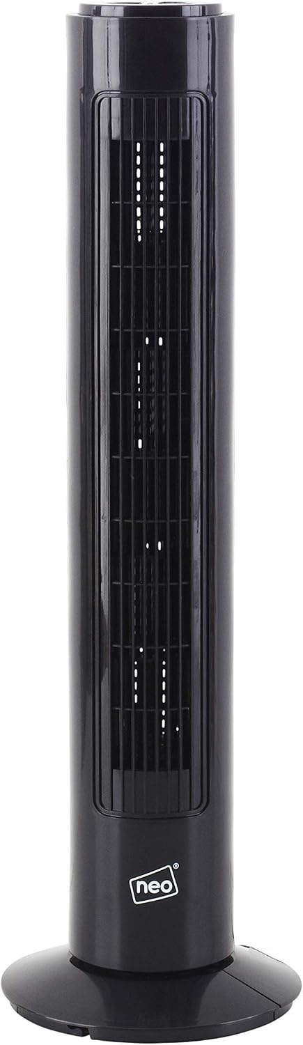 Neo 29" Inch Air Cooling Cooler Free Standing Quiet Bedroom Bladeless Tower Fan 3 Speed Oscillating (Black and White)
