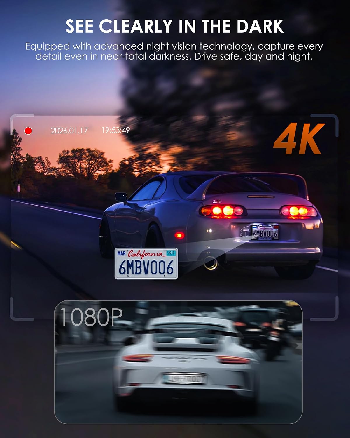 iZEEKER 4K Dash Cam Front, 2160P Car Camera with Free 32GB Card, Night Vision Dashcam with Loop Recording, G-Sensor Auto Lock, Parking Mode, WDR with Memory Card