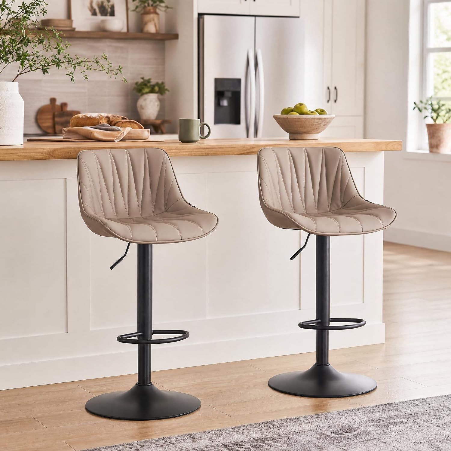 YOUNIKE Bar Stools Set of 2, Swivel Barstools with Back