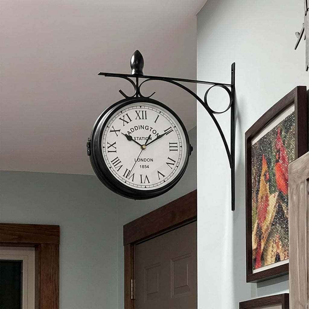 Double Sided Paddington Station Outdoor Garden Wall Clock