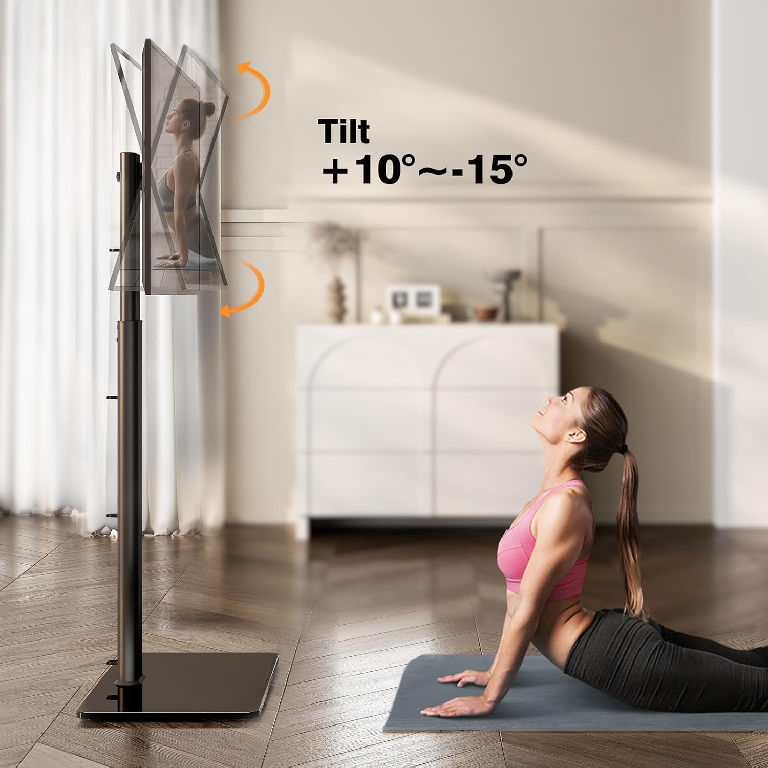 Universal Floor TV Stand with Swivel Mount for 19 to 43 inch LED LCD TV, Black HT1001BP