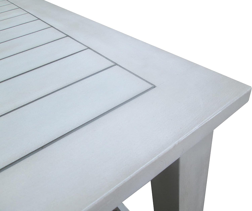 Acacia Wooden Bench Dining Set, White, Large