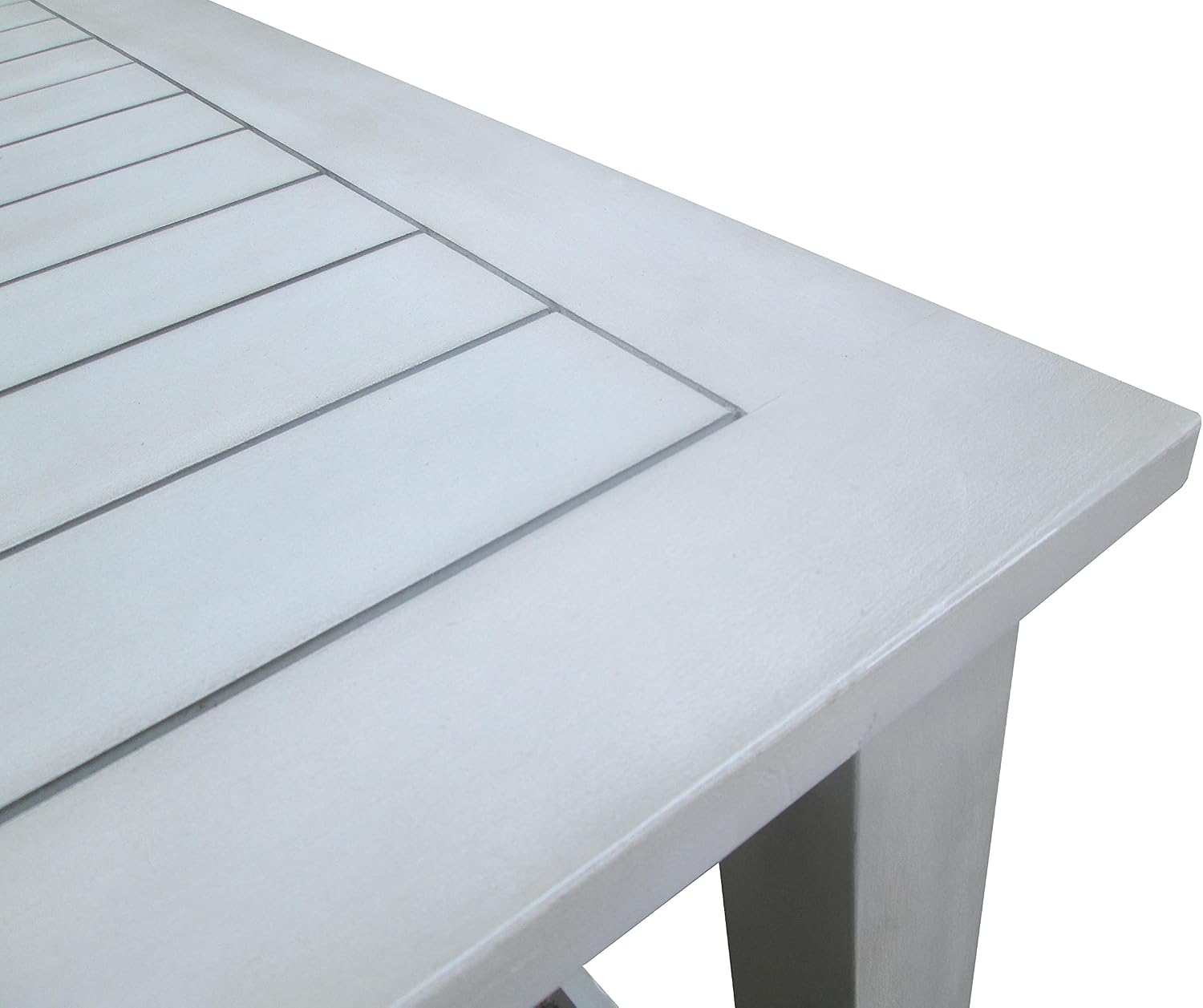Acacia Wooden Bench Dining Set, White, Large