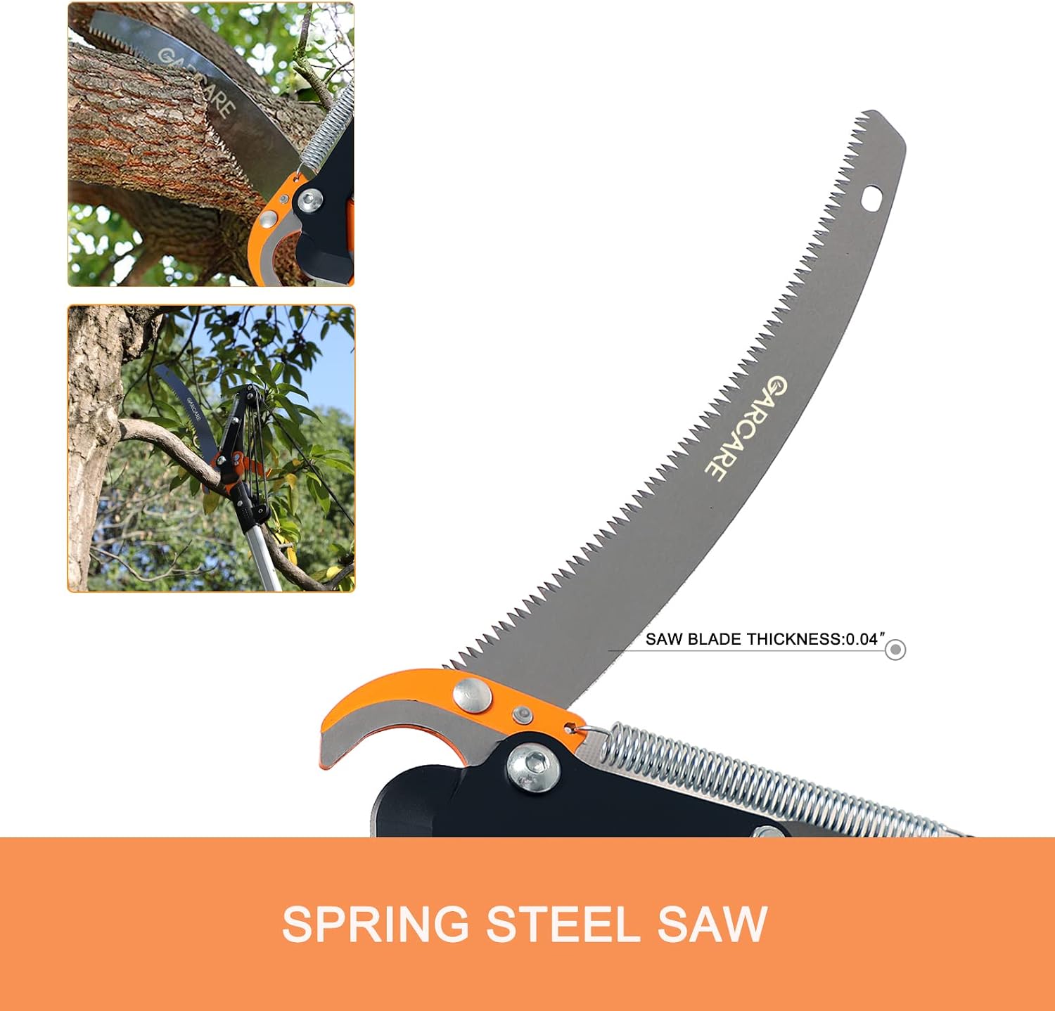 GARCARE Telescopic Tree Pruner & Lopper 2 in 1, Pole Saws for Tree Trimming | 35mm Cutting Capacity, 1.4-2.1m Extension Pole, Lightweight Long Reach Saw for Branches, Carbon Steel Blade