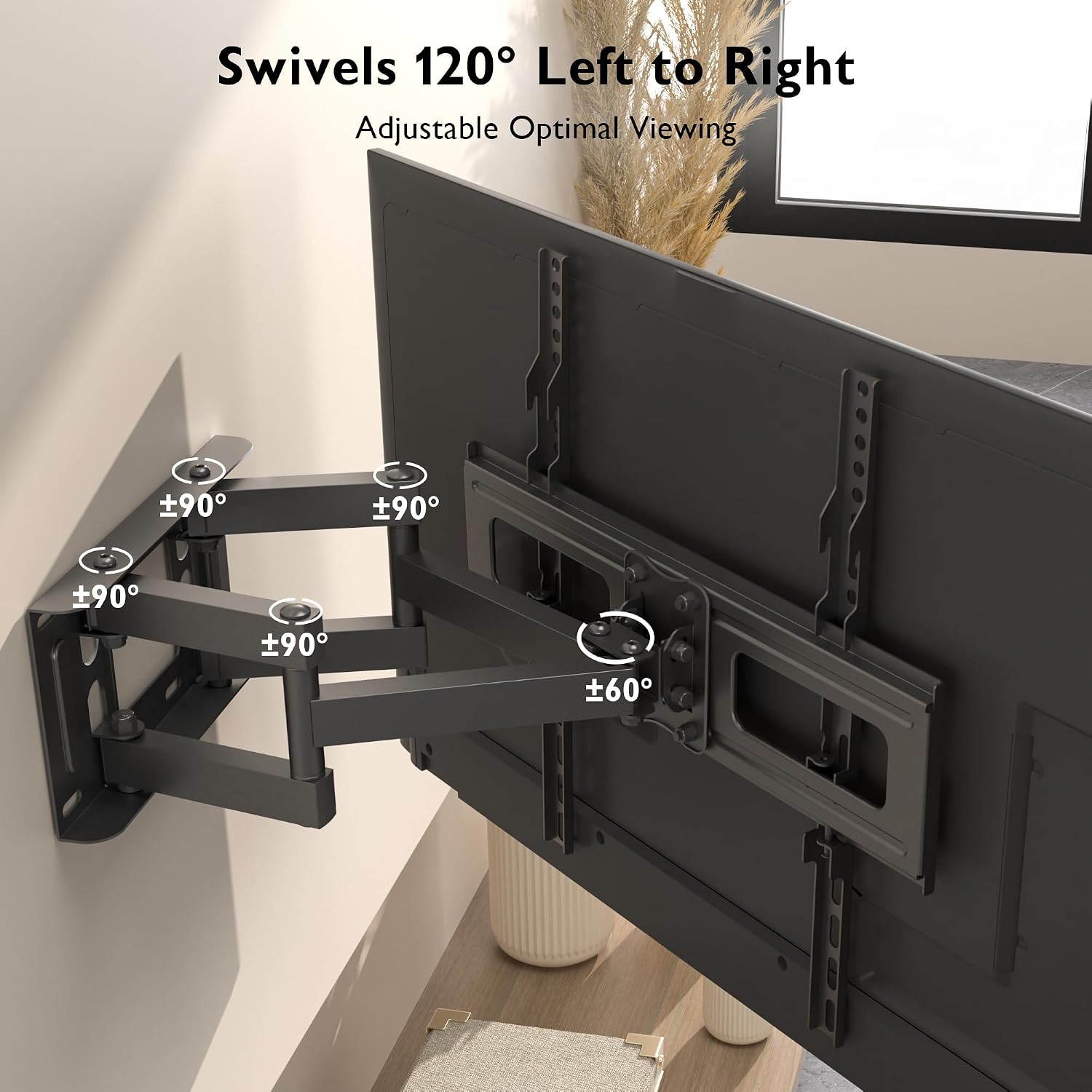 BONTEC TV Wall Bracket for 23-70 Inch TVs, Full Motion Wall Mount, 45 kg | Max VESA 400x400 mm, double arm design, swivel tilt extension to 380 mm, LED LCD OLED screens, spirit level included