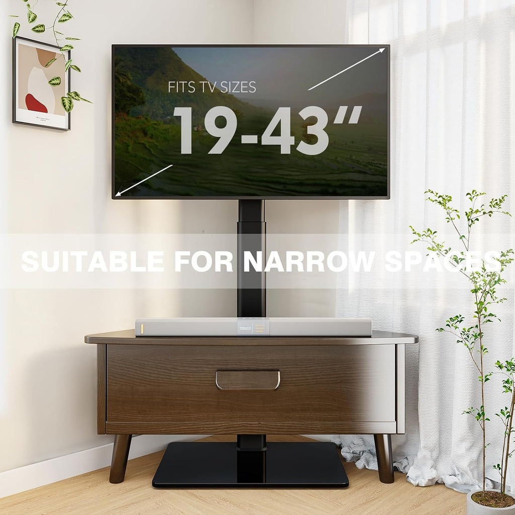 Universal Floor TV Stand with Swivel Mount for 19 to 43 inch LED LCD TV, Black HT1001BP