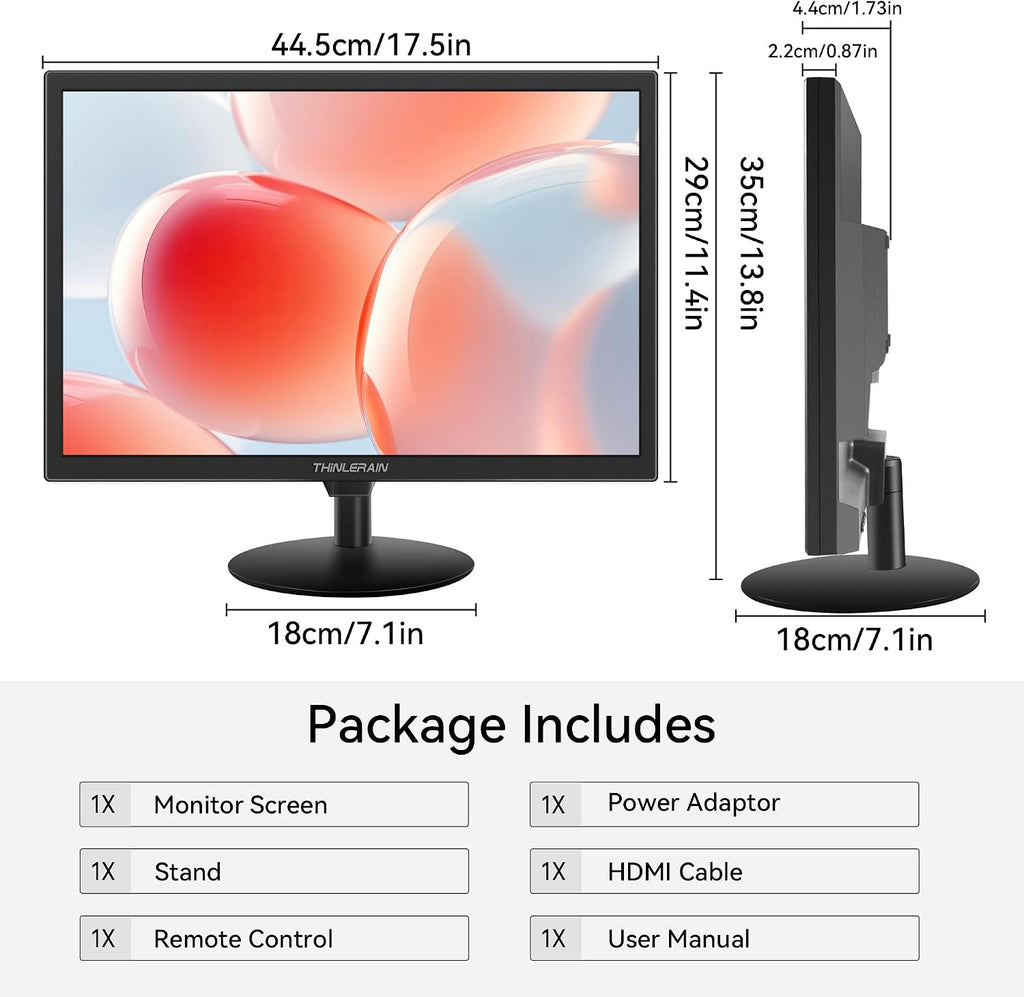 19 Inch PC Monitor 1440x900 LED Display Computer Monitor with VGA/HDMI/AV/BNC/USB, Build in Speaker, 5Ms Response Time, 60 Hz Refresh Rate, VESA, Black