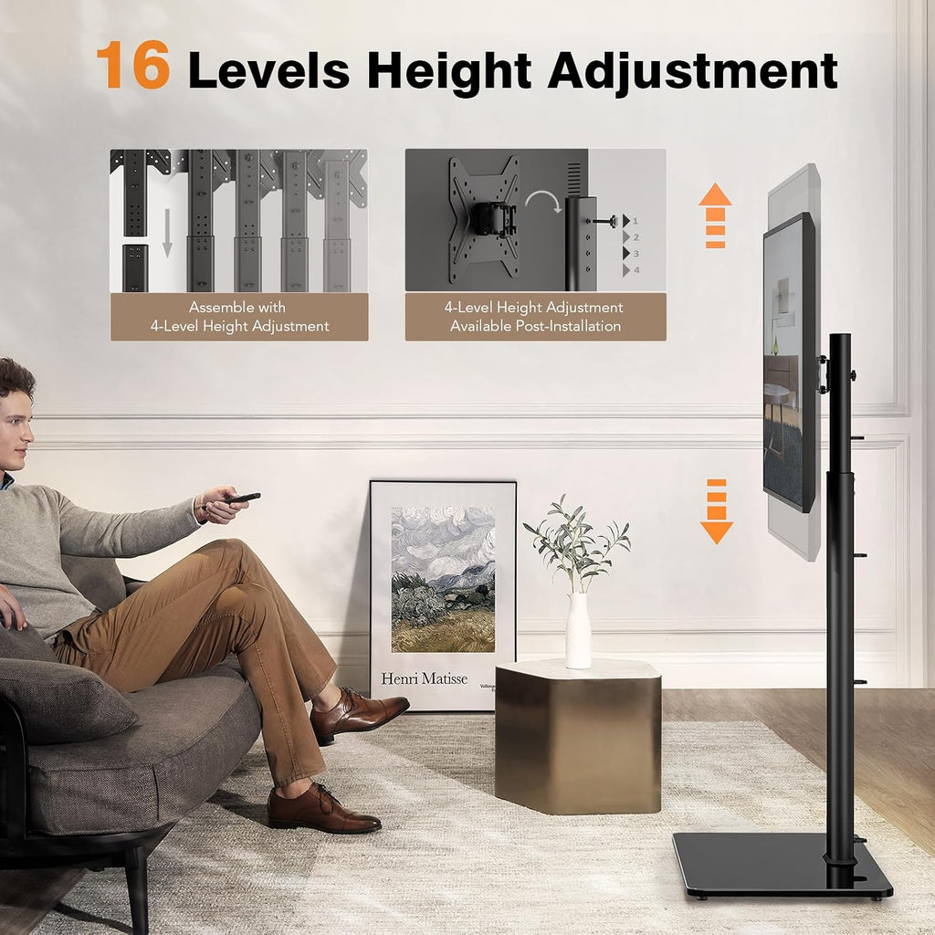 Universal Floor TV Stand with Swivel Mount for 19 to 43 inch LED LCD TV, Black HT1001BP