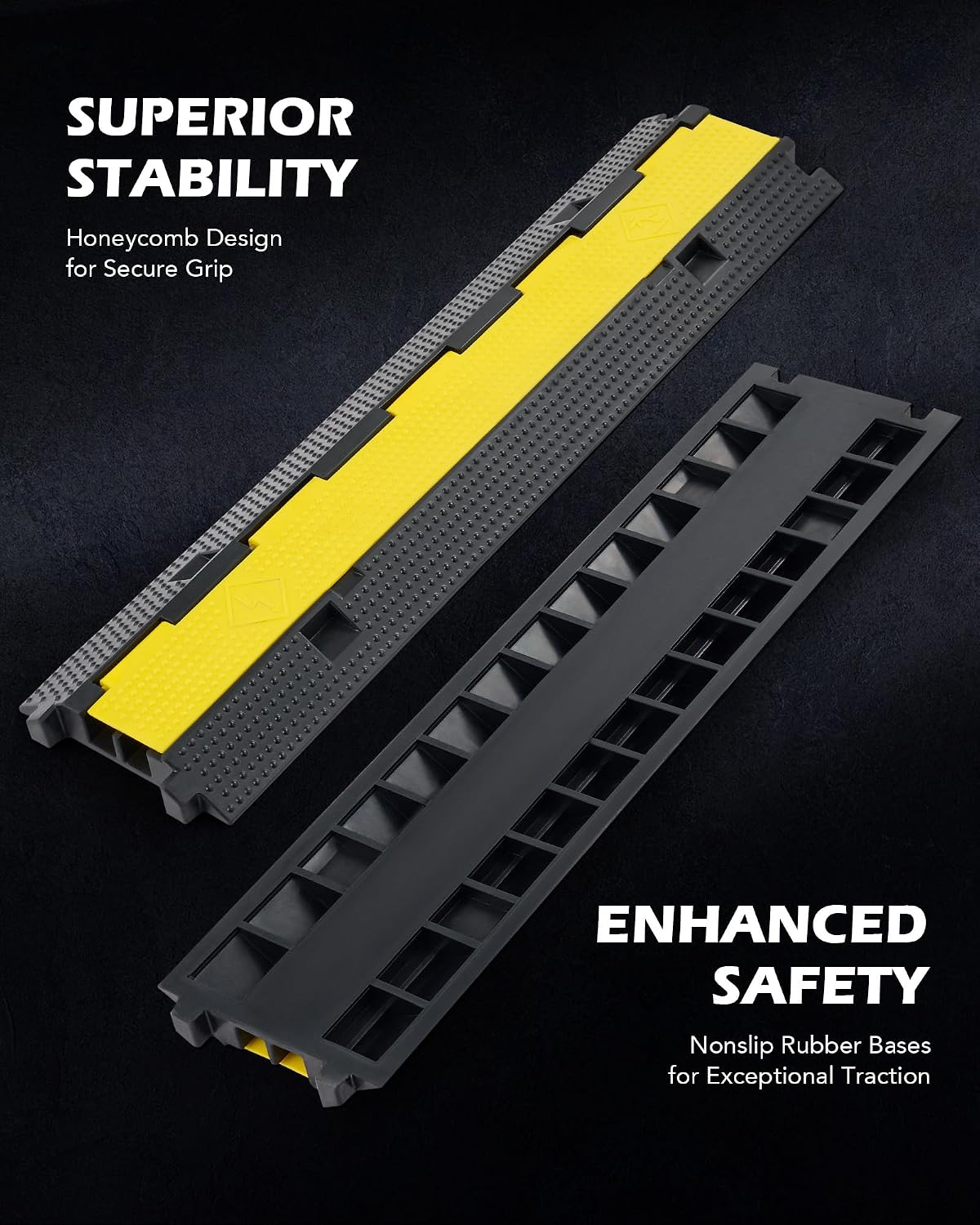 CREWORKS Floor Cable Protector Ramp 3 Pack Heavy Duty 2 Channel Cable Cover